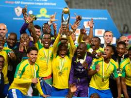 Les Mamelodi Sundowns en liesse après avoir remporte la coupe de la Ligue des champions. AFP