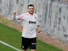 Maxi Gómez retrouve l'entraînement avec le FC Valence. AFP