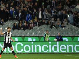 Le défenseur Carlos Blanco Moreno ouvre le score pour la Juventus face à Melbourne Victory. AFP