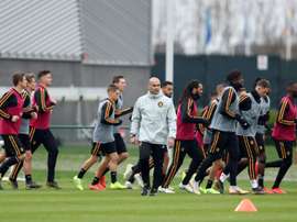 Les joueurs belges à l'entraînement, le 19 mars 2019 à Tubize. AFP