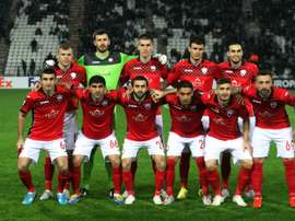 Léquipe azérie de Qabala avant un match dEuropa League, le 26 novembre 2015 à Thessalonique contre le PAOK