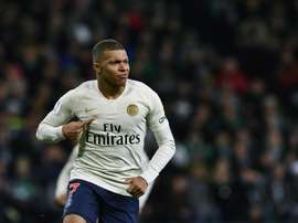 Kylian Mbappé buteur sur le terrain de Saint-Etienne. AFP
