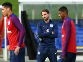 Le sélectionneur intérimaire Gareth Southgate lors d'une séance d'entraînement de l'Angleterre. AFP