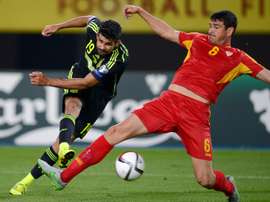 L'attaquant de la Roja, Diego Costa, lors du match contre la Macédoine. AFP