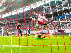 Jean-Kevin Augustin buteur lors de la réception de Düsseldorf. AFP
