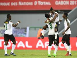 La joie des Ghanéens après le but d'Asamoah Gyan (N.3) contre le Mali. AFP