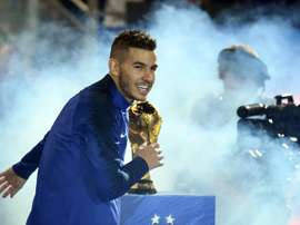 Lucas Hernandez, lors des festivités pour le titre mondial le 9 septembre 2018. AFP