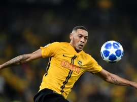 Guillaume Hoarau avec les Young Boys contre Manchester United. AFP
