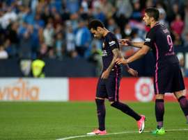 L'attaquant du FC Barcelone Neymar exclu lors du match face à Malaga. AFP