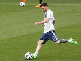 L'attaquant argentin Lionel Messi à lentraînement à Sant Joan Despi. AFP