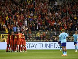 La joie des Belges après louverture du score. AFP