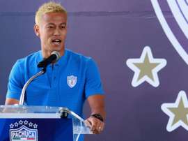 Le Japonais Keisuke Honda lors de sa présentation officielle au club mexicain de Pachuca. AFP