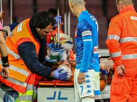 David Ospina, blessé à la tête lors dun choc avec un attaquant d'Udinese. AFP