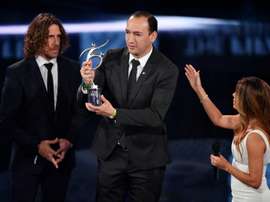 Le président de l'Atletico Nacional reçoit le Prix du fair-play de la FIFA. AFP