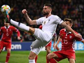 Giroud devient le troisième meilleur buteur de l'Équipe de France. AFP