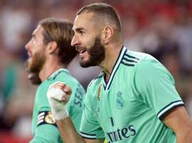 Karim Benzema buteur sur le terrain du FC Séville. AFP
