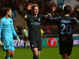 De Bruyne marcou o terceiro gol, da equipe do 'Citizens'. EFE
