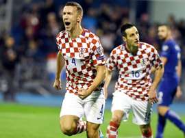 Le Croate Ivan Perisic après un but contre la Grèce en barrage aller pour le Mondial. AFP