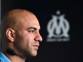 La nouvelle recrue Aymen Abdennour présentée à Marseille, le 30 août 2017. AFP