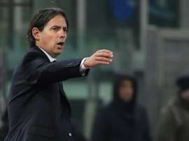 Simone Inzaghi donne des instructions lors du match contre Séville en C3. AFP