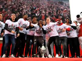 Les Rennais ont fêté le titre en Coupe de France. AFP