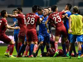Bagarre générale lors dun match du championnat de foot de 1re div chinois. AFP
