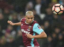 Le milieu Sofiane Feghouli, alors à West Ham, contre Manchester City, en Coupe d'Angleterre. AFP