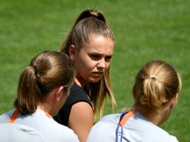 Lieke Martens, à lentraînement, à Oullins près de Lyon. AFP