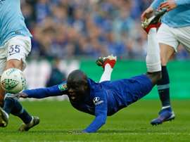 Kante has picked up an injury to his knee in training and could miss the EL final. AFP
