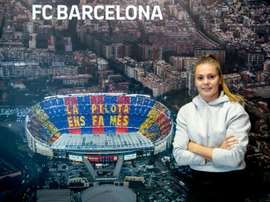 Lieke Martens lors dun interview à l'AFP au centre dentraînemnt du club catalan. AFP