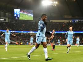 Kelechi Iheanacho vient d'égaliser pour Manchester City contre le Celtic l'Etihad Stadium. AFP