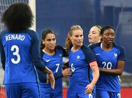 Amandine Henry après avoir marqué contre l'Italie. AFP