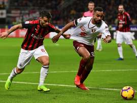 Suso et le défenseur du Torino Koffi Djidji lors du match nul 0-0 à Milan. AFP