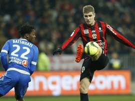 Maxime Le Marchand, avec lOGC Nice, contre lOM à lAllianz Riviera, le 14 février 2016