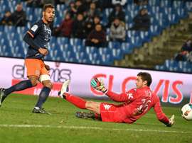 Steve Mounié, entre los objetivos del West Bromwich. AFP