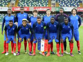 Léquipe de France Espoirs alignée lors dun macth de qualif de lEuro face à lIrlande du Nord à Belfast, le 11 octobre 2016