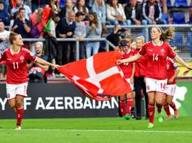 Les Danoises en liesse après leur qualification pour la finale de l'Euro 2017 dames. AFP