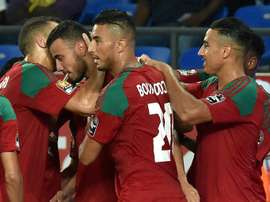 Le milieu Romain Saisse (2g), auteur du 2e but pour le Maroc face au Togo lors de la CAN-2017. AFP