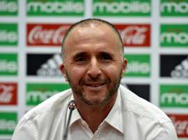 Djamel Belmadi face aux reporters lors de son intrônisation comme sélectionneur de l'Algérie. AFP