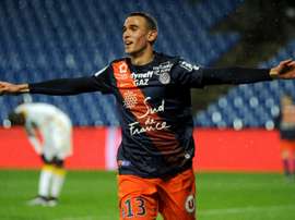 Le milieu de Montpellier Ellyes Skhiri buteur contre Lille en Ligue 1, le 27 février 2016 à La Mosson
