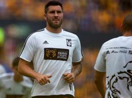 André-Pierre Gignac, à l'échauffement avant le match face à Queretaro. AFP