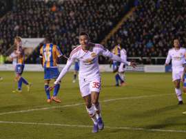 Jesse Lingard auteur du 3e but de Manchester United en Cup à Shrewsbury, le 22 février 2016