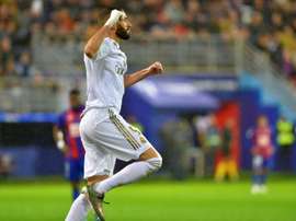 Benzema autore di una doppietta contro l'Eibar. AFP