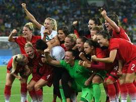Les footballeuses allemandes célèbrent leur victoire sur la Suède en finale des JO de Rio, le 19 août 2016