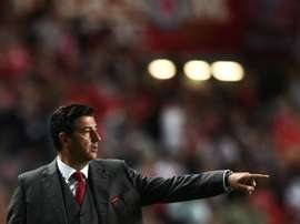 O técnico do Benfica com o discurso que já lhe conhecemos. AFP