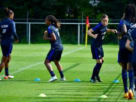 Les joueuses de l'équipe de France à l'entraînement à Zwijndrecht, aux Pays-Bas. AFP