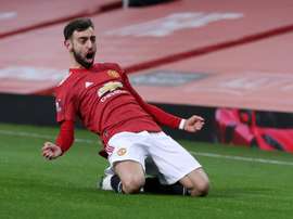 Bruno Fernandes scored from a free-kick against Liverpool. AFP