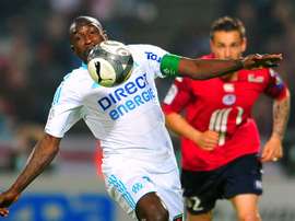 Mamadou Niang avec l'OM face à Lille, le 8 mai 2010 à Villeneuve d'Ascq. AFP