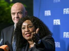 La secrétaire générale de la Fifa, Fatma Samoura, en conférence de presse au siège de linstance internationale, le 13 octobre 2016 à Zurich