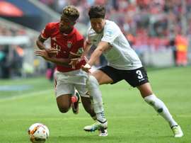Le défenseur du Bayern, le Français Kingsley Coman à la lutte. AFP